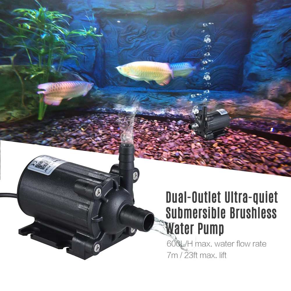 

Aquarium Pet Fish Oil Water Pump Ultra-quiet Max Lift 5/7M DC 12/24V for Fish Tank Aquarium Fountain Circulating