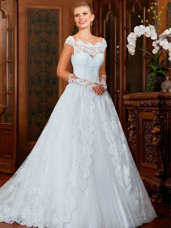 elegant bridal gowns victorian style scoop neckline wedding dresses