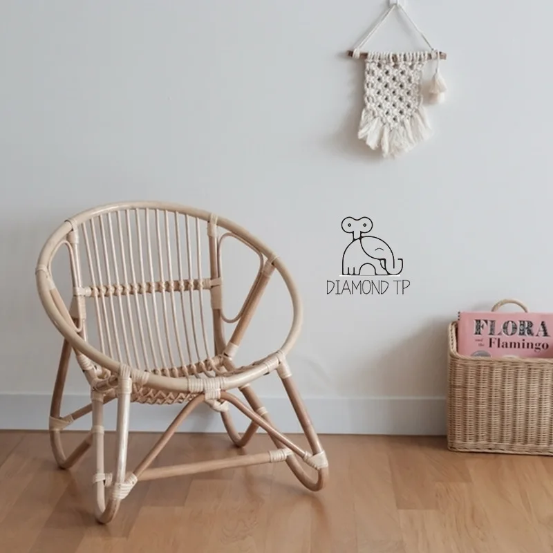 INS Wind Children's Rattan Chair Indonesian Rattan Chair Children's Room Decoration Toddler Chairs Pure Hand  Kids Furniture