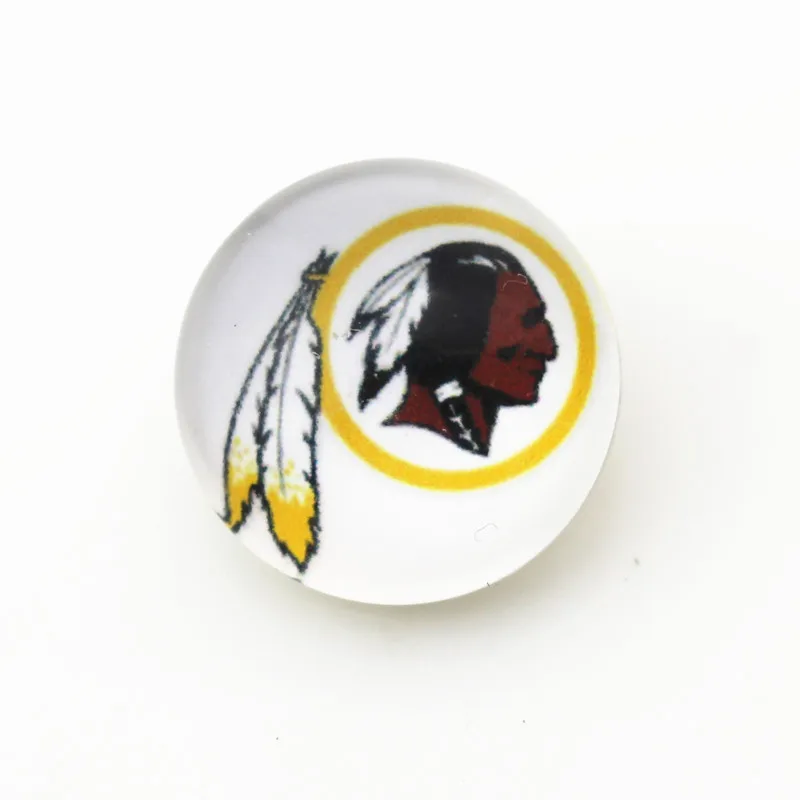 

10pcs American sport redskins Snap Buttons DIY Glass 18mm Football Sports Snaps pendants Jewelry Bracelet&bangles charms
