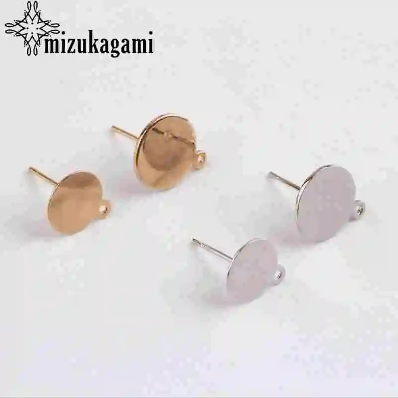 Copper Metal Simple Round Single Hole Earrings Base Connectors Linker 10pcs/lot For DIY Drop Earrings Jewelry Making Accessories - Цвет: 3 Platinum