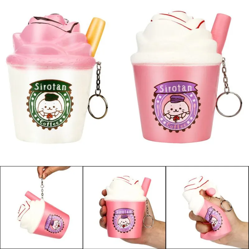 wholesale drop shipping 12cm Milk Ice Cream Cup Squishy Slow Rising Squeeze Stress Reliever Charm Toy Stress Reliever S3MAY29