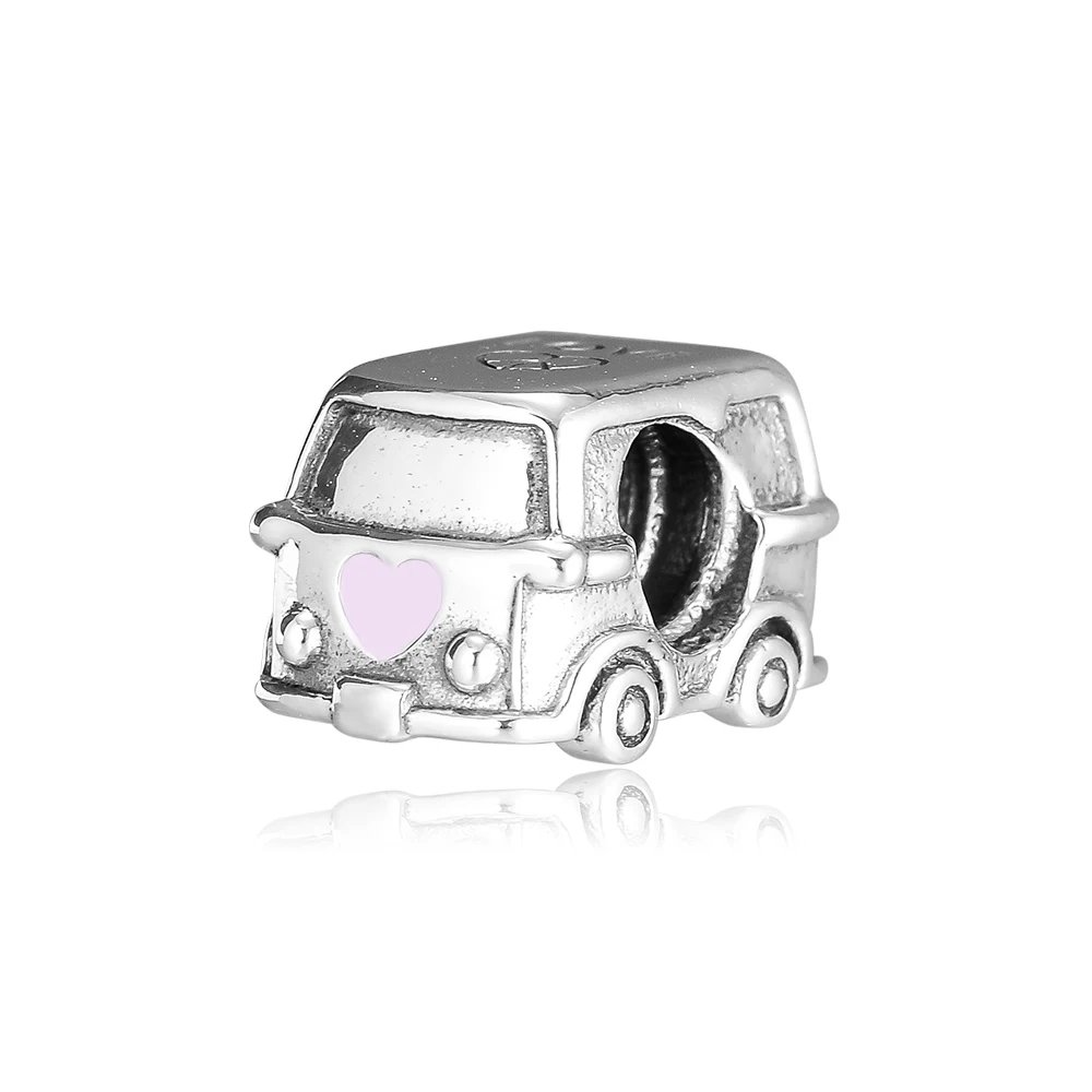 

CKK 925 Sterling Silver Camper Van Pink Heart Charm Beads Fits Original Bracelets & Bangle Jewelry Making