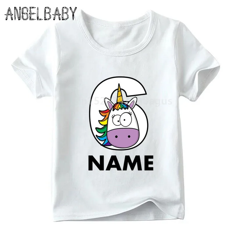 Boys/Girls Happy Birthday Rainbow Unicorn Number 1-9 Print T shirt Children Funny Gift Clothes Kids Cartoon Baby T shirt,ooo5239 - Цвет: ooo5239O