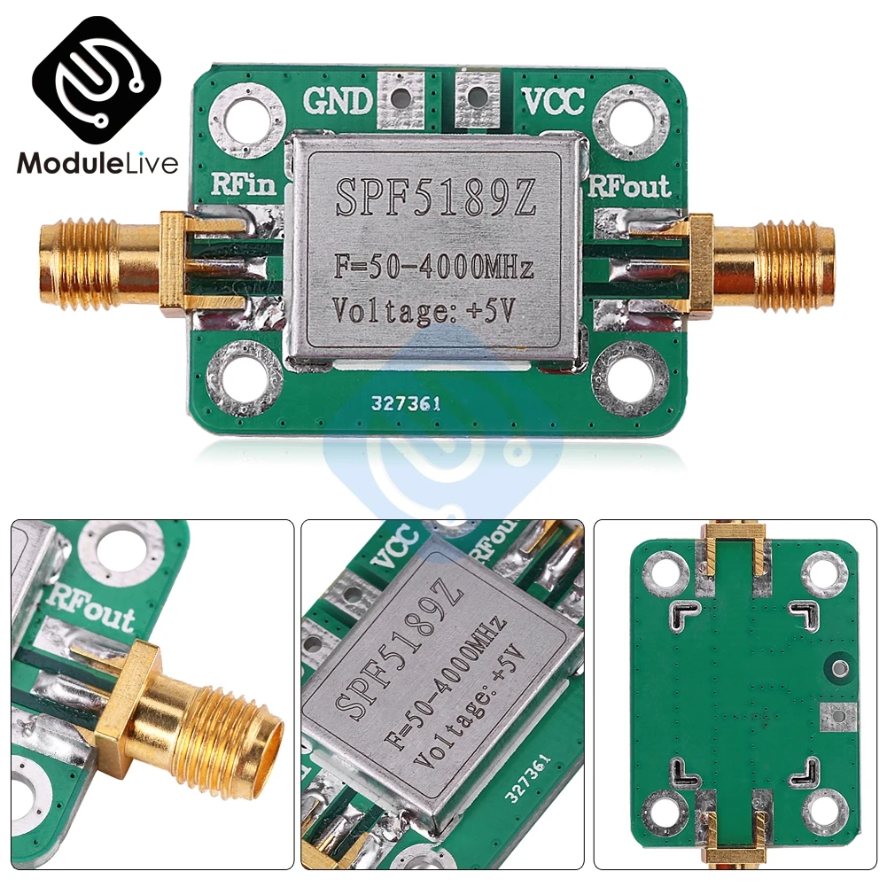 

LSPF5189 0.6dB NA 50-4000MHz RF Low Noise Amplifier Module Wide Band Amplifier Board Signal Receiver for FM HF VHF/UHF Ham Radio