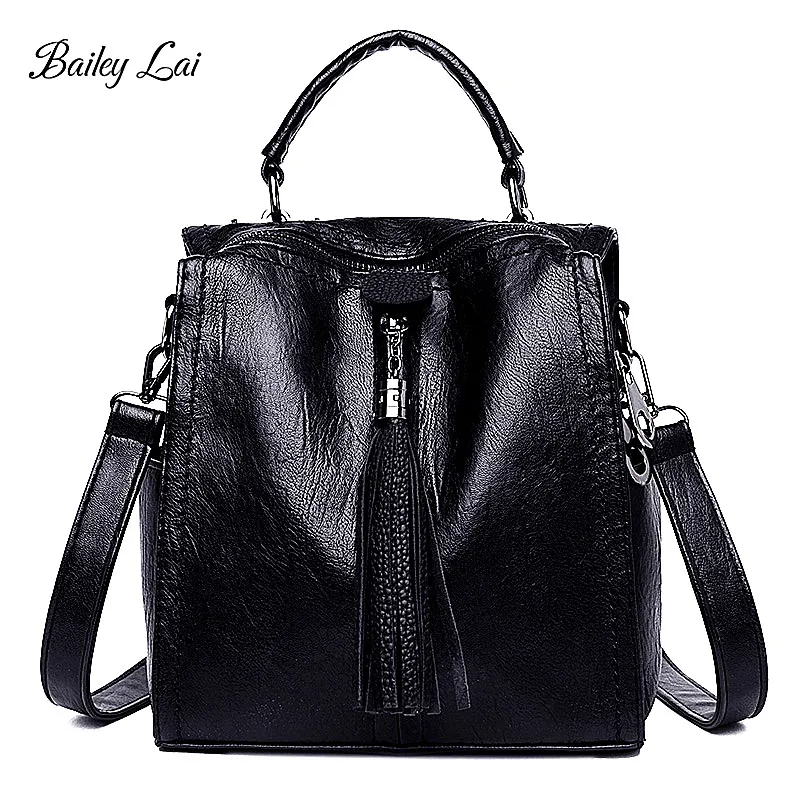 BAILEY LAI Tassel Crossbody Bags For Women Messenger Bags 2019 Vintage Leather Bags Handbags Solid Women Shoulder Sac Bag BAILEY LAI Tassel Crossbody Bags For Women Messenger Bags 2019 Vintage Leather Bags Handbags Solid Women Shoulder Sac Bag