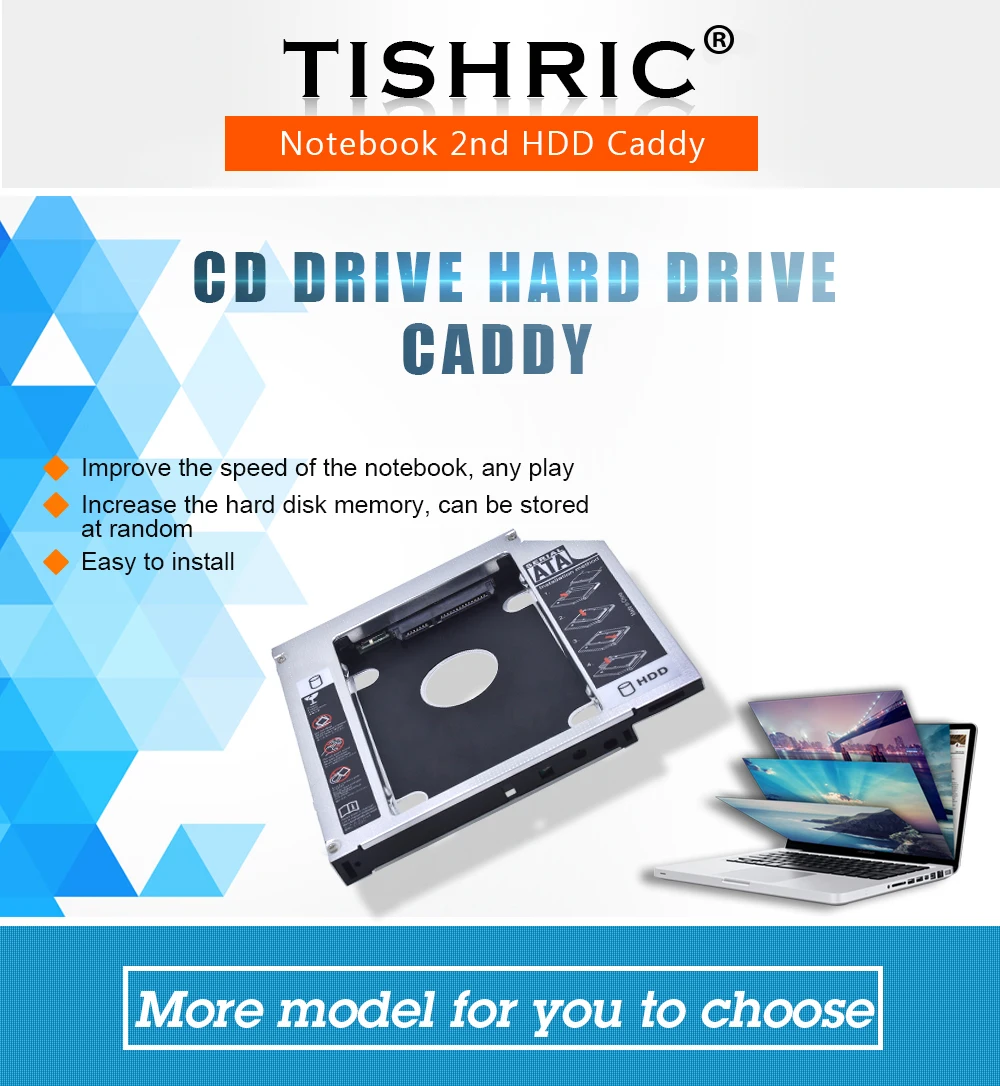 Универсальный Optibay 2nd HDD Caddy 12,7 мм SATA 3,0 CD DVD для HDD CD-ROM адаптер для 2,5 ''7/9/9. 5/12. 5 мм чехол для SSD, HDD корпус