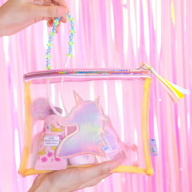 

Women Unicorn Cosmetic Bag Travel Transparent Makeup Case Zipper Make Up Handbag Organizer Storage Pouch Toiletry Functional Box