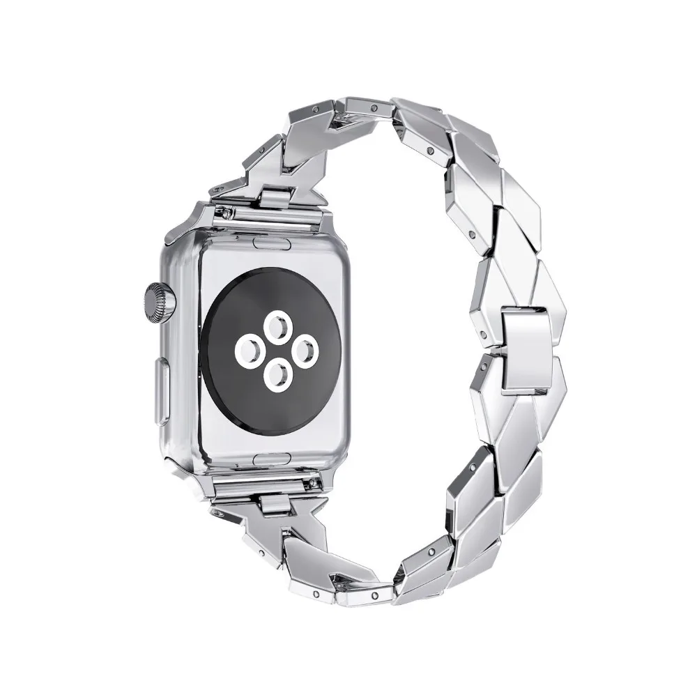 Ремешок металлический для Apple Watch Band Series SE/6/5/4/3/2 серебристый/черный прочный