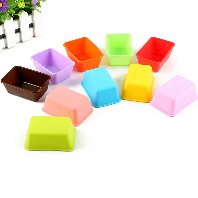 

VOGVIGO 7CM Rectangular Baking Tools Kitchen Food Utensils Silicone Products Polygonal Cake Cups DIY Molds Random Color