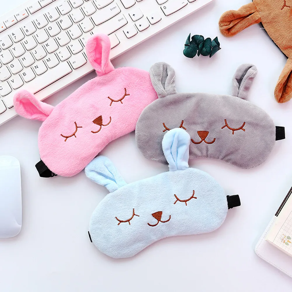 Lovely Cartoon Eye Mask Travel Sleep Adjustable Elastic Strap Plush