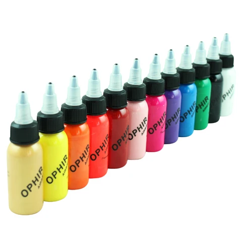 OPHIR 12x30 мл/флакон чернила для аэрографа для дизайна ногтей пигментные чернила аэрография набор цветов инструменты для ногтей_ ta100(1-12)+ AC128 - Цвет: 12 Color Nail Inks
