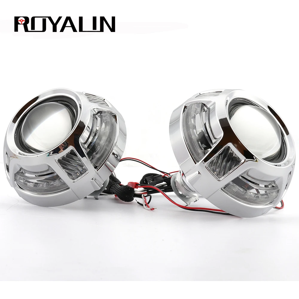 ROYALIN 2 5 Автомобильный светодиодный ангельские глазки H1 линзы проектора Bi Xenon для