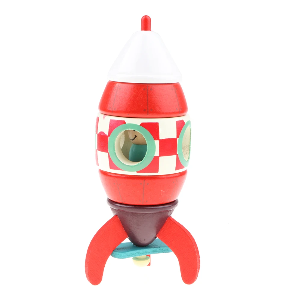 3Pcs DIY Wooden Toys Assembled Magnetic Aircraft Model for Kids Toddlers Educational Toy Gift, Plane, Rocket, Helicopter