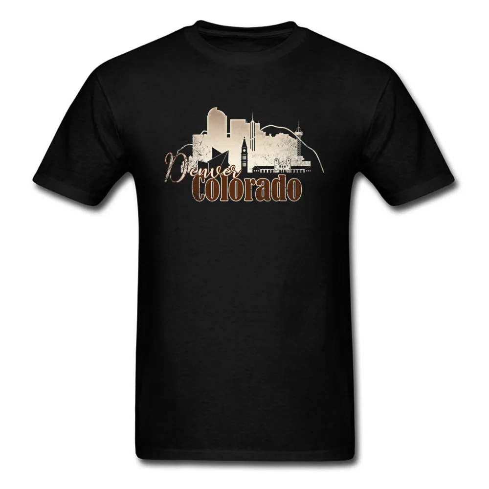 Tops Shirts Denver Colorado Grunge Skyline Summer/Autumn Short Sleeve Cotton Round Collar Mens T Shirt Printed Tee Shirts Funky Denver Colorado Grunge Skyline black