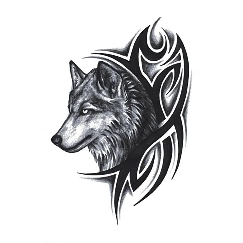 

New Hot Water Transfer Fake Tattoo Waterproof Temporary Tattoo Sticker Men Women Wolf Tattoo Flash Tattoo