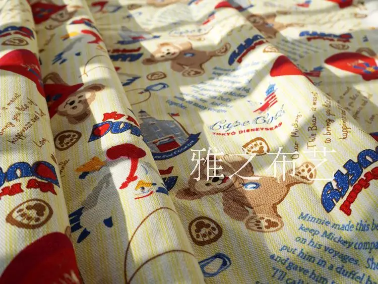 145*90 см мультфильм холст ткань медведь Даффи Холст Ткань DIY Ручная работа материал Hometextile пэчворк для ребенка сумка дети