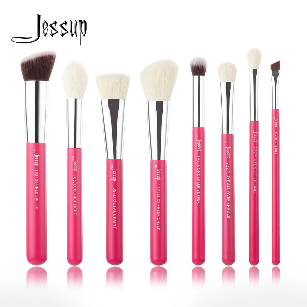 

Jessup Rose-carmin/Silver Professional Makeup Brushes Set Beauty Tool Make up Brush kit Buffer Paint Cheek Highlight Shader line