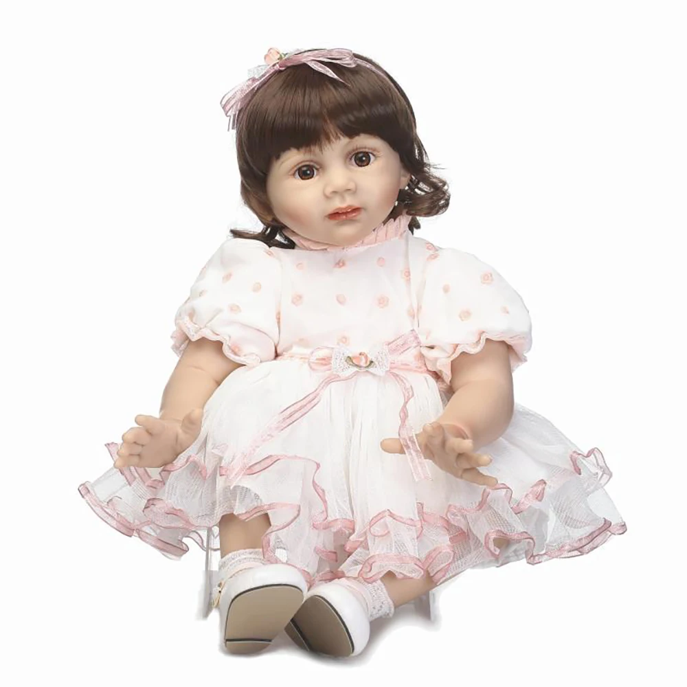 

58cm High-end vinyl silicone reborn baby doll toy newborn girl babies princess doll birthday holiday gift bedtime play house toy