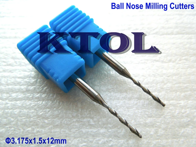 

10pc 3.175*1.5*12mm 2 Flute Spiral Cutter Ball Nose End Mill CNC Router Bits for Wood 3D Engraver Carbide Milling Router Tool