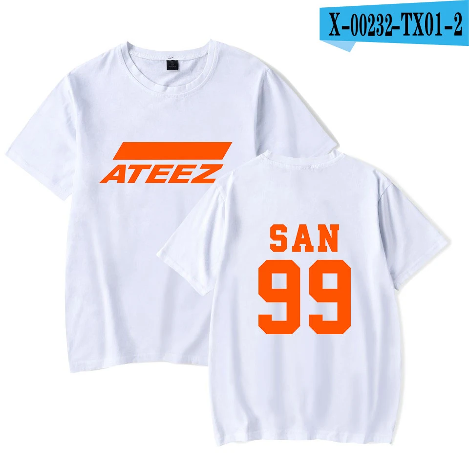 Новая Футболка kpop group ATEEZ, топы, Hongjoong Seonghwa Yunho Yeosang San Mingi Wooyoung Jongho ATEEZ A подростковый Z - Цвет: White