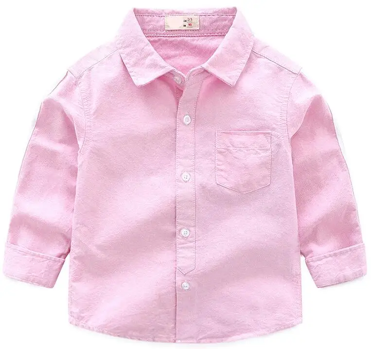 Коллекция года, Новое поступление, Enfant, рубашки для мальчиков и девочек хлопковая Детская одежда классические детские блузки с длинными рукавами и рисунком собаки рубашка для мальчиков возрастом от 2 до 6 лет - Цвет: Розовый