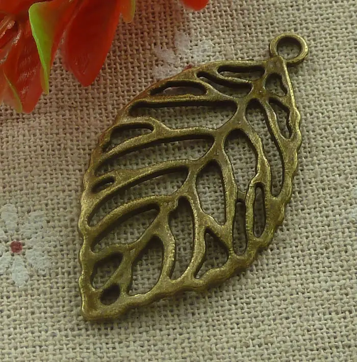 60 pieces bronze plated leaves charms pendant 48x26mm 2012f pendant