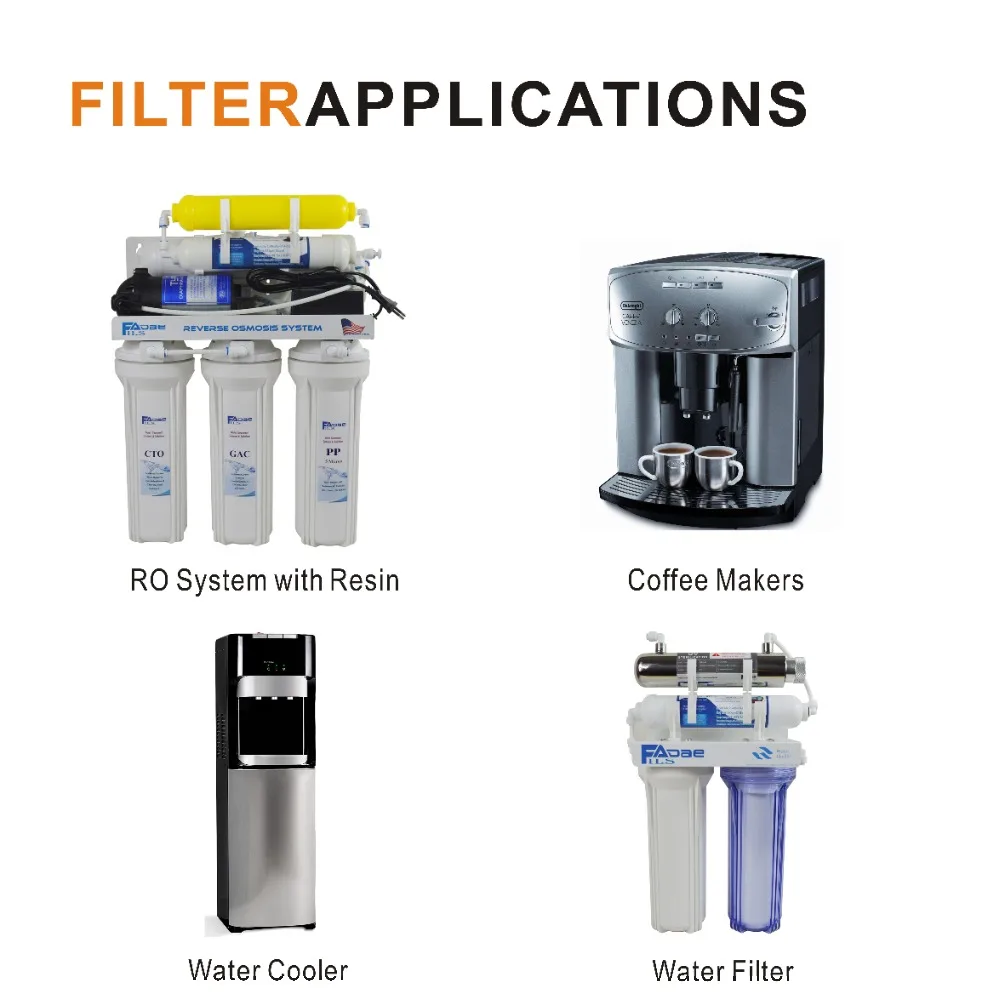 Бытовая/коммерческая система обратного осмоса сменные фильтры Встроенная смягчающая смола для твердой воды, " OD x 10" L(упаковка из 2
