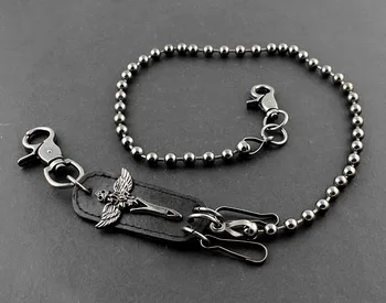 

Men's Vintage Biker Trucker Pants Fob Keychain Jean Wallet Beads Long Chain C12