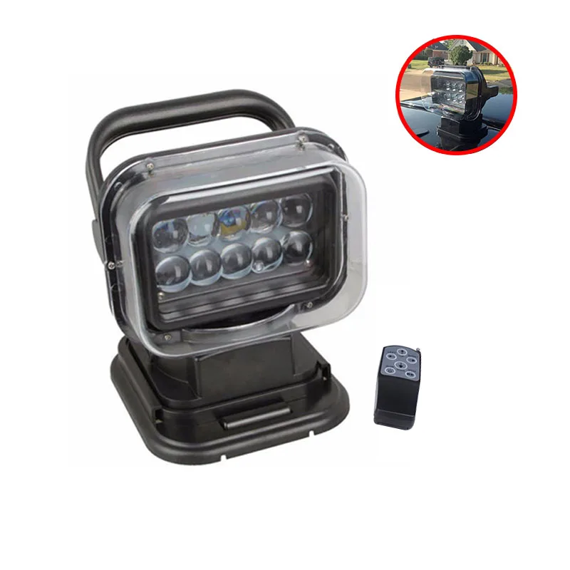 

Led searchlight tractor 360 degree 7" 50w 12/24v waterproof with remote control spotlight for Off road truck 4x4 boats ATV 1PCS