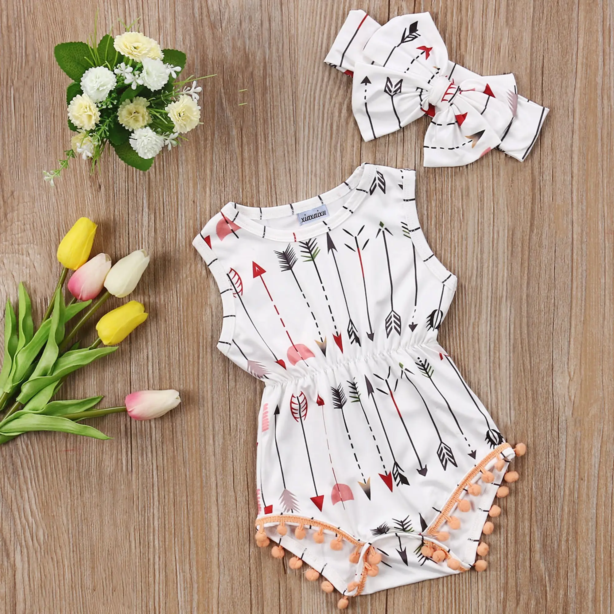 

2019 FOCUSNORM Summer Newborn Toddler Baby Girls Arrow Cotton Romper Jumpsuit Outfit Clothes