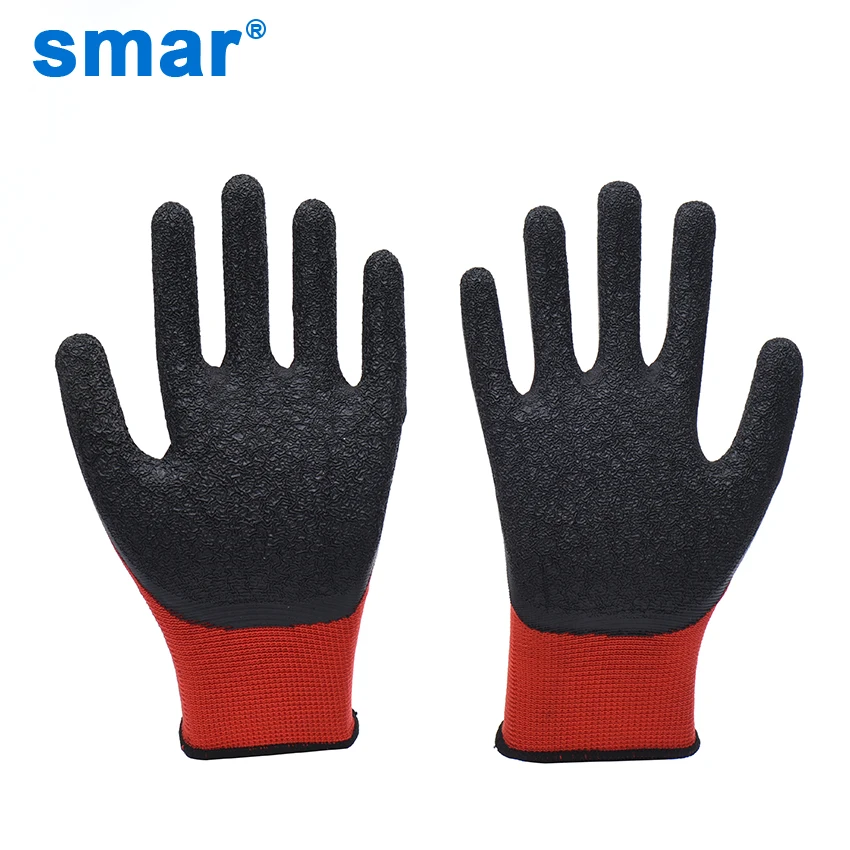 

Smar factory 6 Pairs Latex Microfine Foam Red And Black Staff use Safety Working Gloves Men Muti-Function Gloves Free shipment