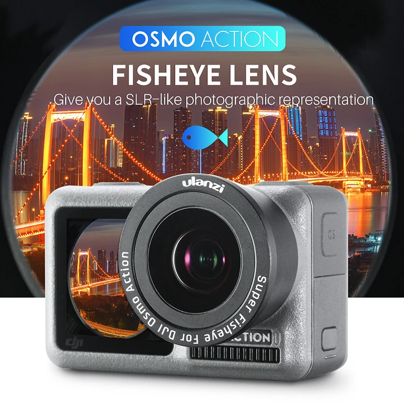 

ULANZI OA-6 Fisheye Lens 35mm 180 Degree Wide Angle for DJI Osmo Action HD Optical Glass Camera Lens Osmo Action Accessories