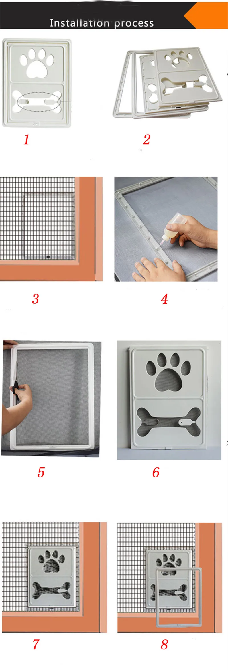 Controllable Lockable Plastic Pet Dog Cat Door for Screen Window Safety Flap Gates Pet Door Dog Fence Free Access Door for Home