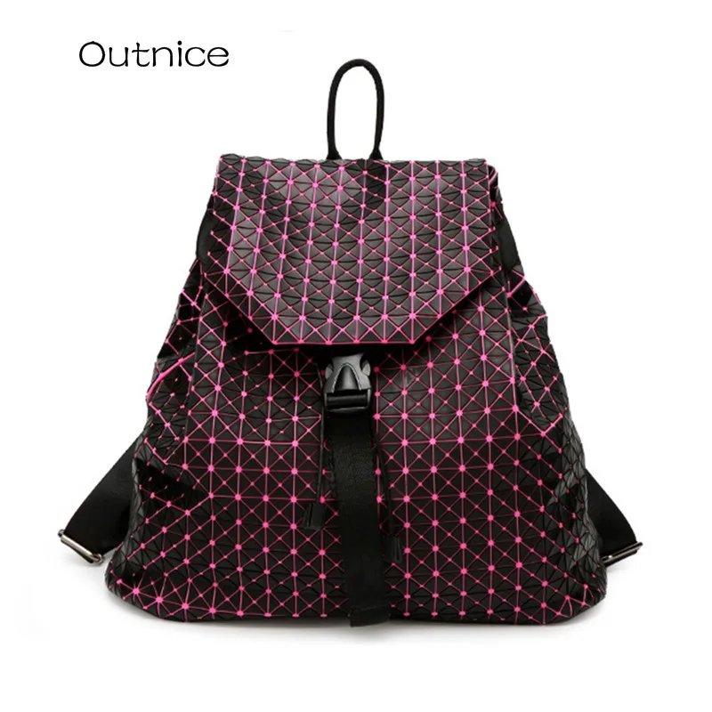 

OUTNICE Designer Fashion Backpack Feminine PVC Geometric Patchwork Sequin School Backpacks for College Girls Mochila Feminina