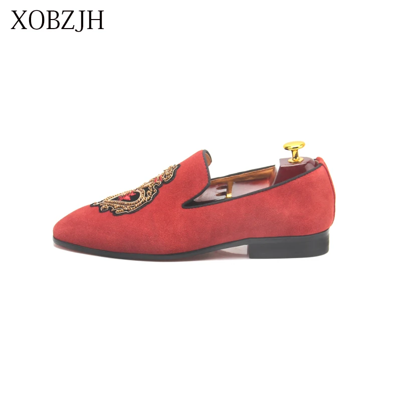 Genuine Leather wedding Loafers Mens Italian Luxury Dress red bottom Shoes Designer Rhinestone Shoes Men High Quality Man Shoes