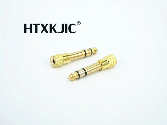 100pcs Gold plated 6 35mm 1 4Male plug to 3 5mm 1 8Female Jack Stereo Headphone Audio Adapter TRS 6 35 to 3 5 converter