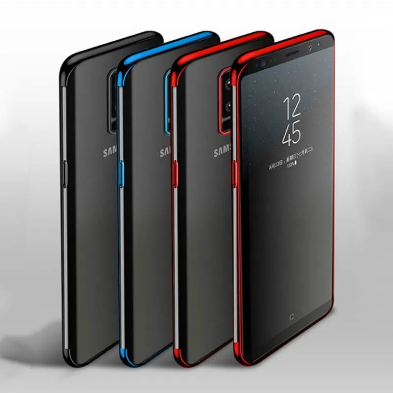 Цветные чехлы из мягкого ТПУ для Samsung Galaxy A6 A8 J4 J6 J8 A7 A9 2018 S8 S9 Plus S6 S7 Edge J5 J7 2016 A5 2017