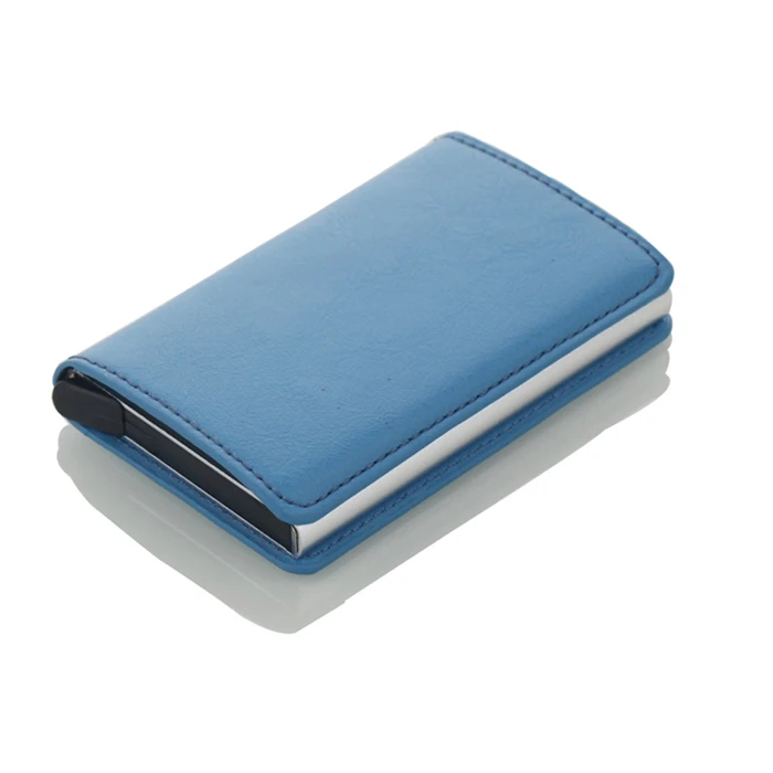 Weduoduo Rfid держатель для карт мужские кошельки сумка для денег Мужской винтажный кредитный держатель для карт маленькие кожаные смарт-Кошельки Мини-кошельки - Цвет: Sky blue