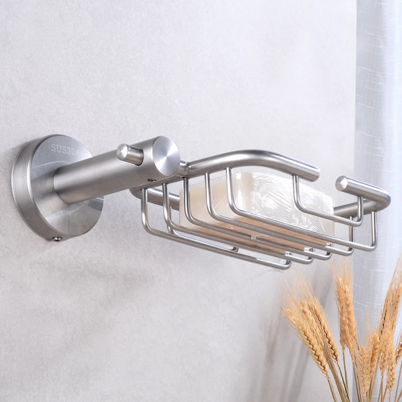 Bthroom Soap Holder Wall Mounted Soap Dish Storage Holder Stainless Steel Soap Dishes Box Tray Corner Cosmetic Shampoo Shelf