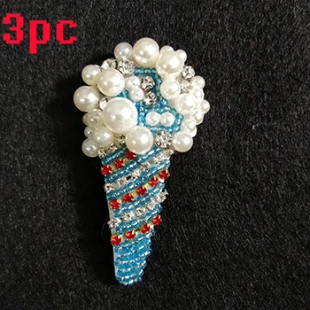 blue 3 шт. Стразы мороженое бисером пришить заплатка для одежды DIY нашивка Аппликации, сумок, обуви, Костюмы пальто свитер ремесла P132 - Цвет: blue