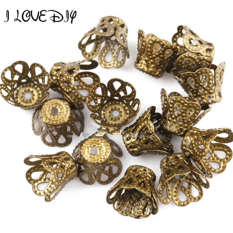 200 300pcs Gold Brass Flower Metal End Caps For Jewelry Jewelry Making