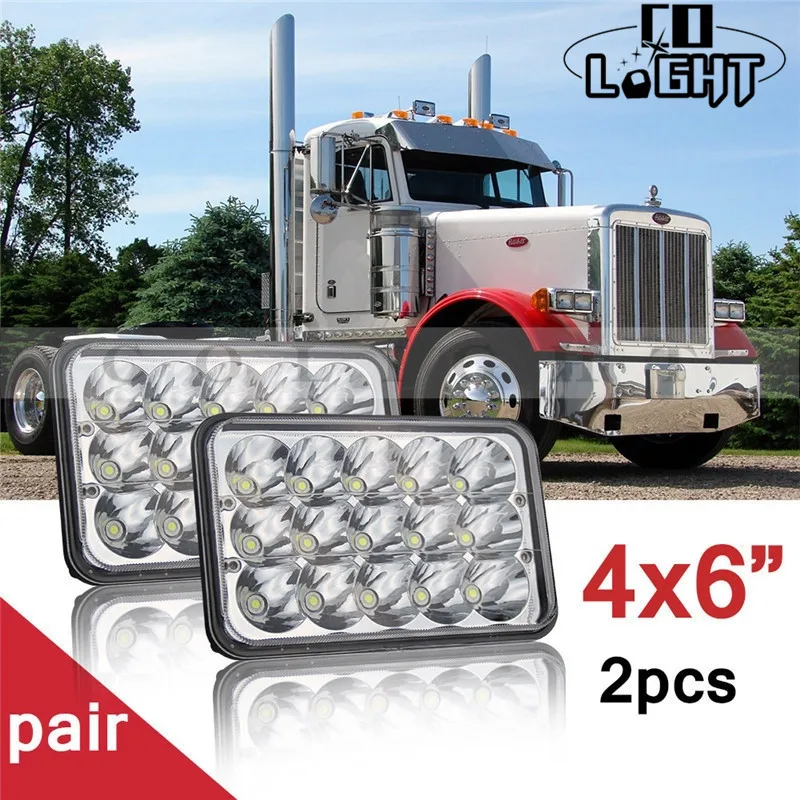 

CO LIGHT 4X6inch Rectangle Led Headlight 45W High Low 18W Auto Daytime Running Lights for Gmc C4500/C5500 Kenworth Truck 12V 24V