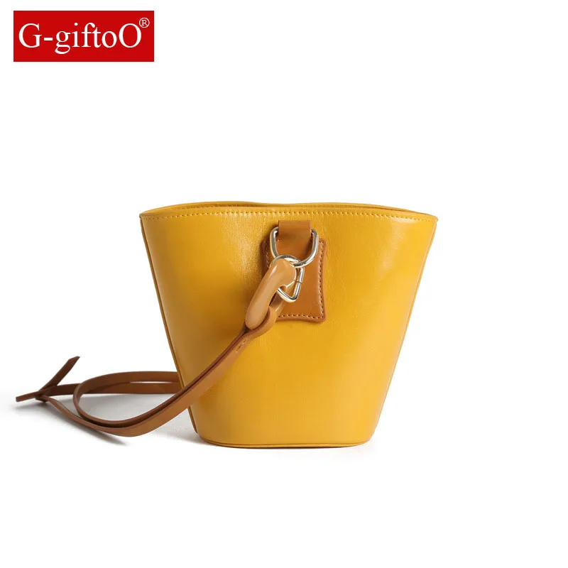 

Chic Luxury Bucket Women Shoulder Bag Casual Tote Designer Handbags Brand Female Simple Genuine Leather Messenger Bags