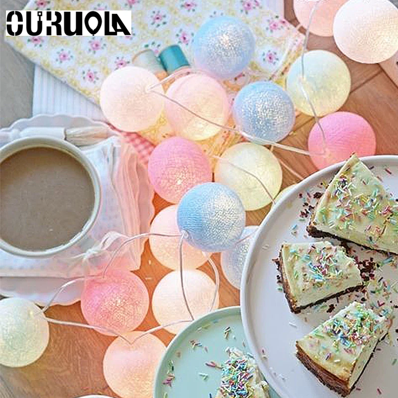 

Cotton Ball Led String Light Baby Shower Summer Party Decor Girl Room Decorative Fairy String Led Garland Eid Mubarak Led Party