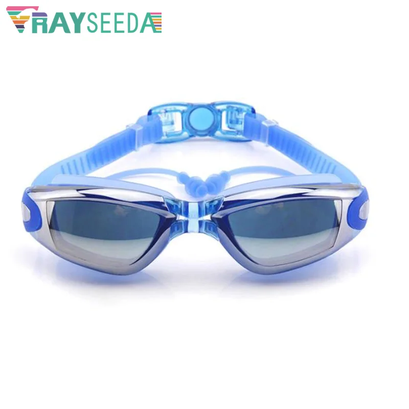 Очки для плавания для взрослых, мужчин и женщин, очки для плавания в морском океане, противотуманные, анти-УФ, водонепроницаемые, регулируемые, крутые очки для дайвинга, очки SG06 - Цвет: Синий
