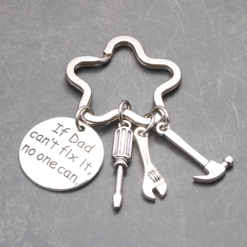 

1PCs "If Dad Can't Fix It No One Can" Hand Tools Keychains Daddy Key Rings Gifts for Dad Fathers Day, Father Jewelry Key Chain