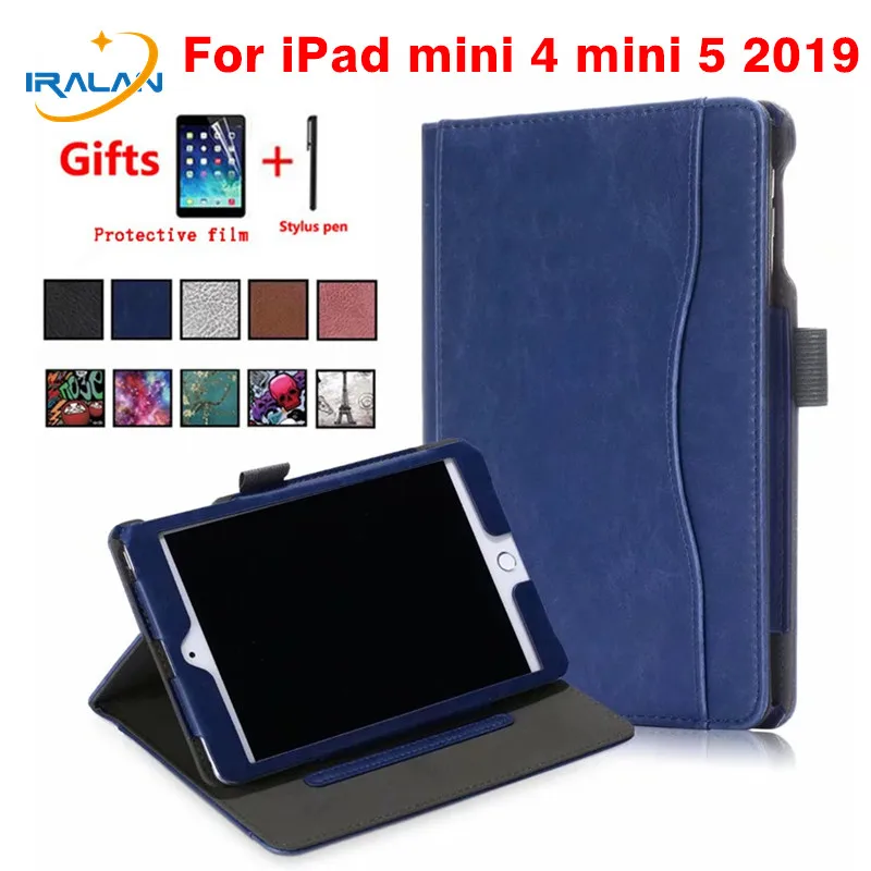 

New Slim PU Leather Magnet Smart Case For iPad Mini 5 2019 With Pencil Holder Cover For iPad Mini 4 mini5 7.9 inch+Film+Stylus