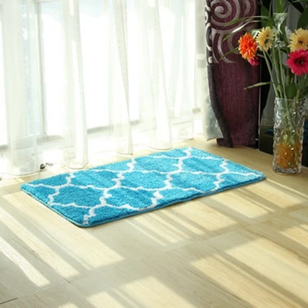 Carpet Flower Microfiber Bathroom Mat Kitchen Bedroom Water Absorption Nonslip Rug Bath Mat Set 45*65 Black White Red Blue Gray - Color: Sky blue