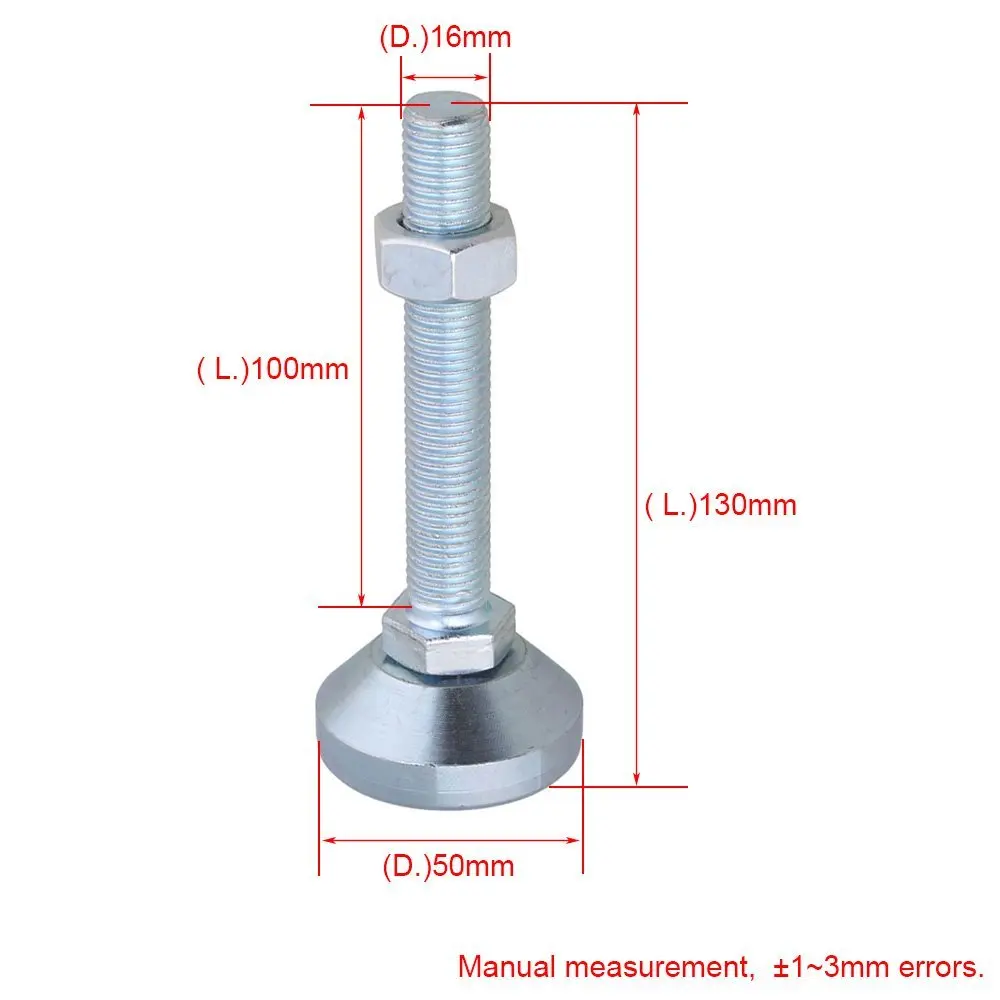 2 шт. 50 мм Диаметр M16x100mm резьба из углеродистой стали фиксированные регулируемые ножки для машинной мебели коврик для ног Максимальная